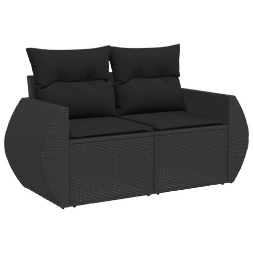 VidaXL vidaXL 7-tlg. Garten-Sofagarnitur mit Kissen Schwarz Poly Rattan 2