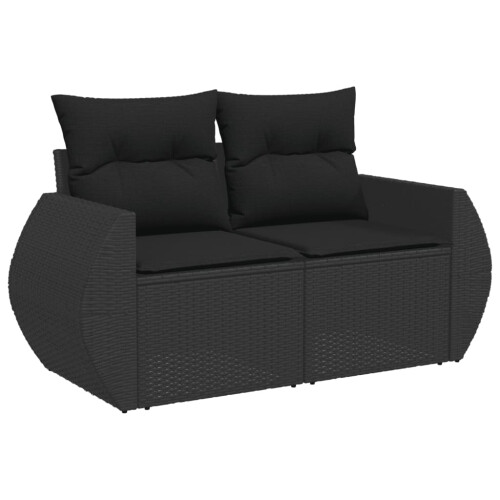 VidaXL vidaXL 9-tlg. Garten-Sofagarnitur mit Kissen Schwarz Poly Rattan 1