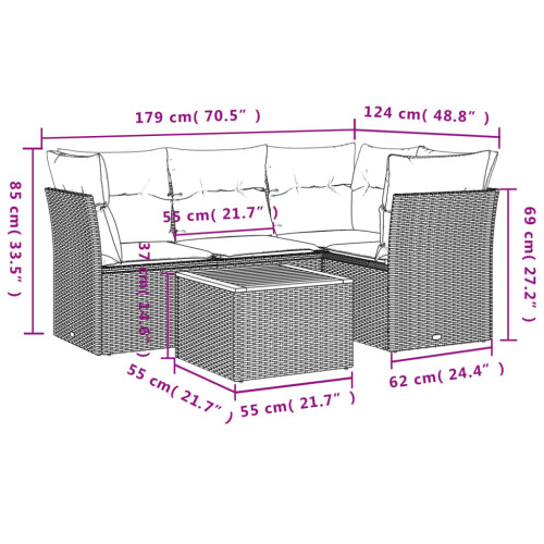 VidaXL vidaXL 5-tlg. Garten-Sofagarnitur mit Kissen Schwarz Poly Rattan 2