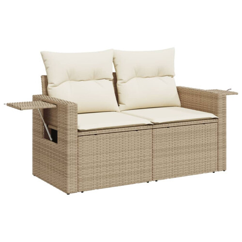 VidaXL vidaXL 8-tlg. Garten-Sofagarnitur mit Kissen Beige Poly Rattan 2