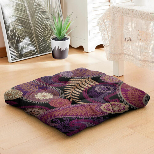 Στρώμα διαλογισμού Boho με μοτίβο Paisley, τετράγωνο μαξιλάρι δαπέδου για άνεση στο 1