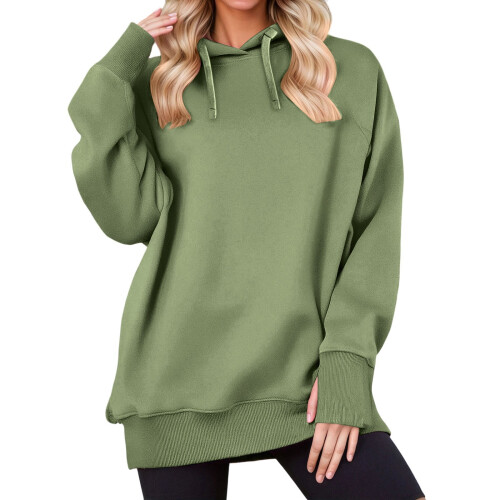 Γυναικεία oversized φούτερ με τρύπα για τον αντίχειρα, casual, μακρυμάνικα, πουλόβερ, 2