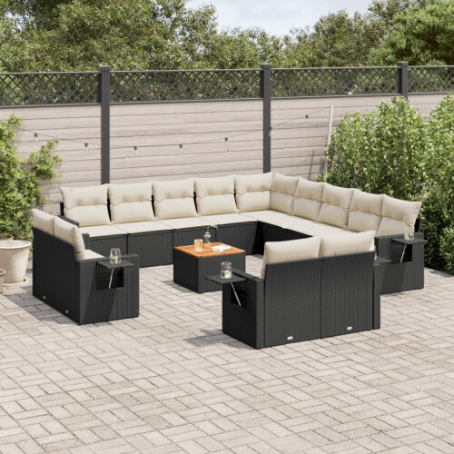 VidaXL vidaXL 14-tlg. Garten-Sofagarnitur mit Kissen Schwarz Poly Rattan 1