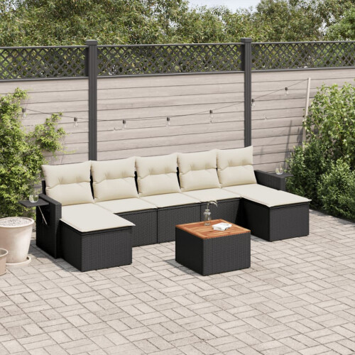 VidaXL vidaXL 8-tlg. Garten-Sofagarnitur mit Kissen Schwarz Poly Rattan 1