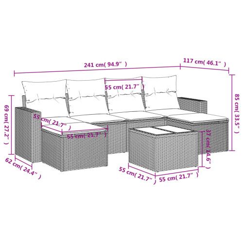 VidaXL vidaXL 7-tlg. Garten-Sofagarnitur mit Kissen Grau Poly Rattan 2