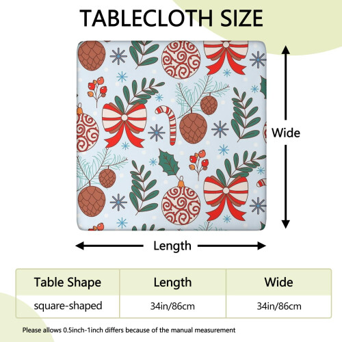 Toalha de mesa elástica de Natal 34x34, em elastano para um ajuste perfeito e sem rugas – Compatível com mesas padrão. 1