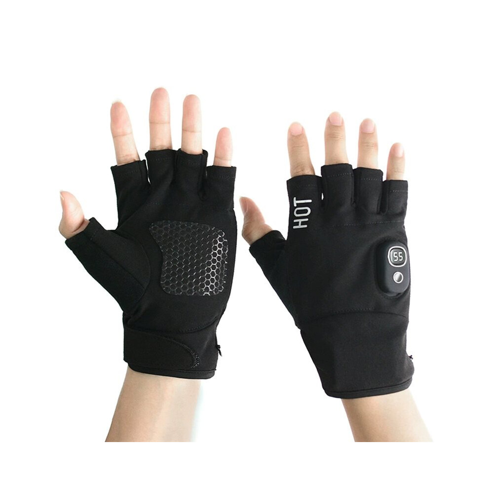 Fingerless Heated Gloves Usb Rechargeable Hand Warmer Winter Windproof Thermal Gloves For Outdoor Cycling Running Brecantia