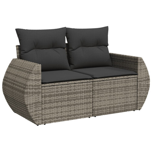 VidaXL vidaXL 9-tlg. Garten-Sofagarnitur mit Kissen Grau Poly Rattan 1