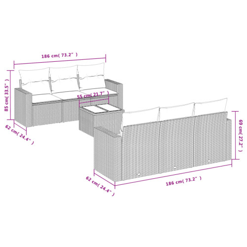 VidaXL vidaXL 7-tlg. Garten-Sofagarnitur mit Kissen Grau Poly Rattan 2