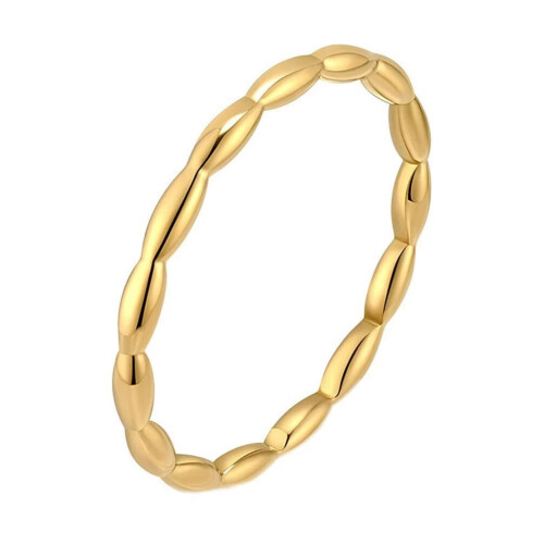Women's Stainless Steel 2MM Simple Classic Stackable Forefinger Ring Gold Size 8