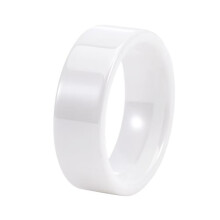 Men's and Women's Ceramic 8MM Classic Delicate Polishing Engagement Wedding Band Ring White Size 12