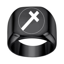 Men's Stainless Steel Square High Polished Religious Prayer Cross Ring Black Size 9