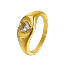 Men's Women's Stainless Steel Minimalist Cubic Zirconia Heart Ring Gold Size 9