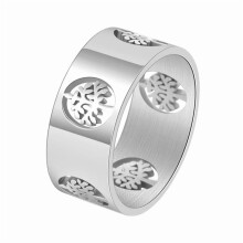 Men's and Women's Stainless Steel Classic Minimalist Polished Openwork Tree of Life Ring Silver Size 9