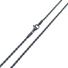 Gioielli da uomo e da donna in acciaio inossidabile, collana a catena a corda hip hop da 2,4 mm con chiusura a moschettone, nera, 23,6 pollici.