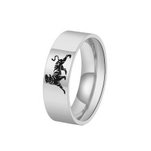Men's Stainless Steel High Polished Animal Tiger Band Ring Silver Black Size 10