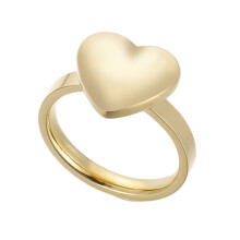 Women's Stainless Steel Minimalist High Polished Love Heart Shaped Ring Gold Size 10