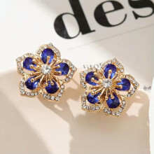 925 zilveren bloemoorbellen met zirkonia voor dames, blauw