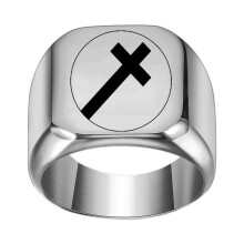 Men's Stainless Steel Square High Polished Religious Prayer Cross Ring Silver Size 13