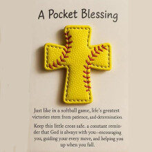 Handmade Baseball-Stitched Pocket Cross Token with Verse Card – Faith Motivation Gift for Sports Lovers (Compatible with Christian Keepsakes)