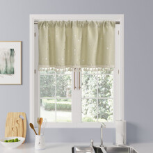 Star Pattern Curtain with Tassels Threaded Pole 1 Piece