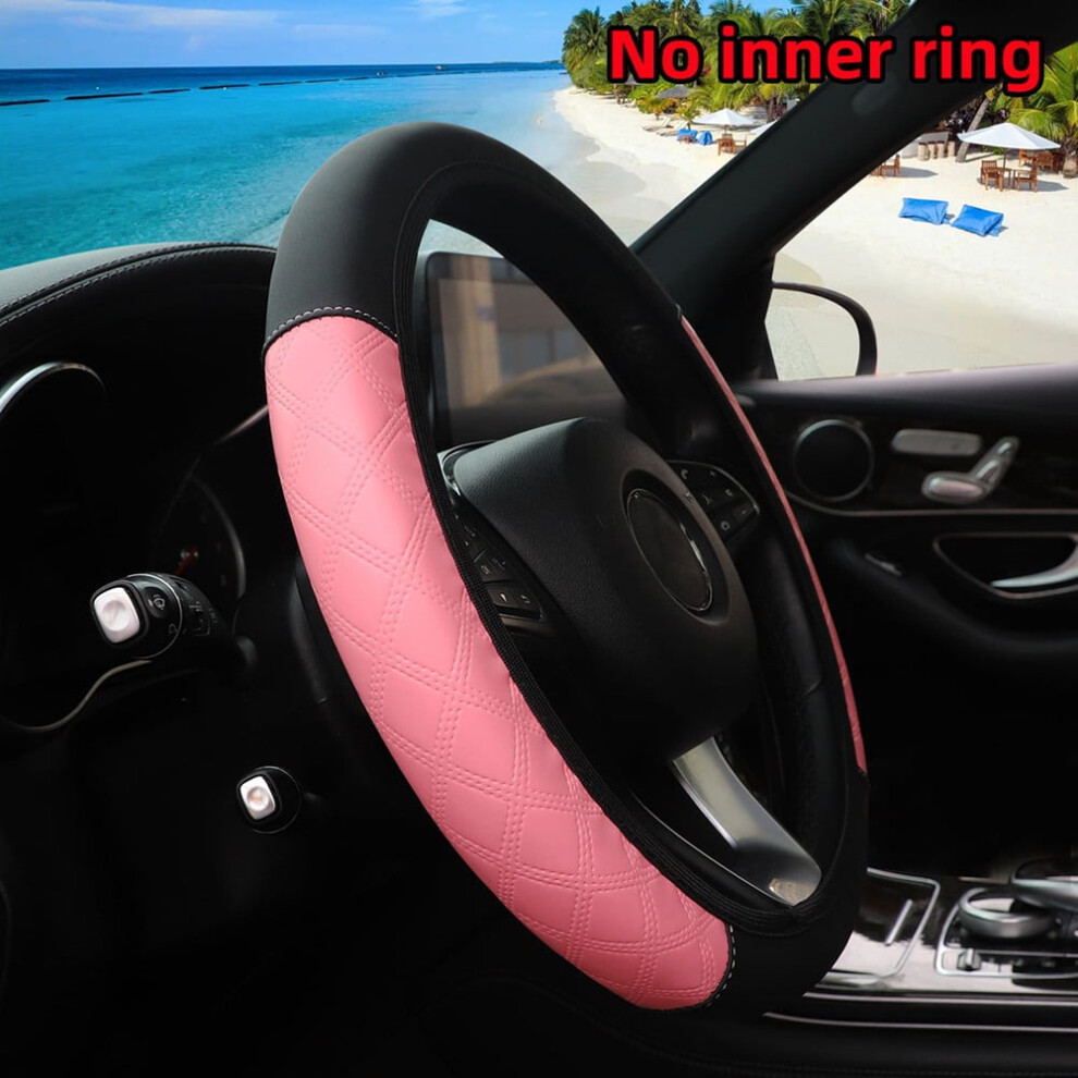 Breathable Pu Leather Anti-Slip Steering Wheel Cover For 15Inch Car Wheels Pink 9489952050423