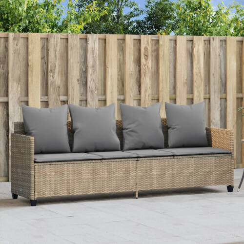 VidaXL vidaXL Sonnenliege mit Kissen Beige Poly Rattan 1