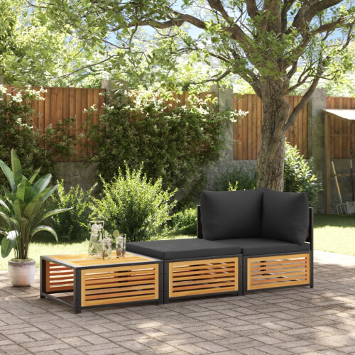 VidaXL vidaXL Gartentisch mit Hocker Massivholz Akazie 2