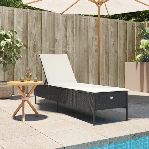 VidaXL vidaXL Sonnenliege mit Auflage Schwarz Poly-Rattan 1