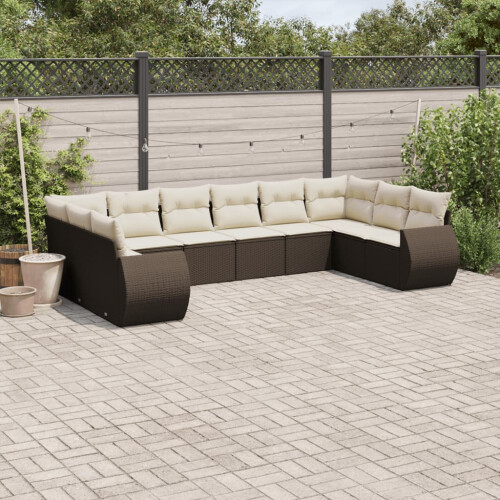 VidaXL vidaXL 10-tlg. Garten-Sofagarnitur mit Kissen Braun Poly Rattan 1