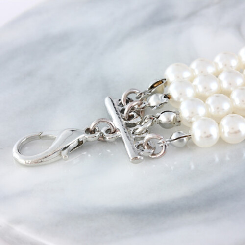 Parel Halsband Wit Met Imitatie Roos, Vier Design 2