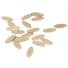 20pcs Stainless Steel Oval Pendant DIY Dog Tags Gold 6x15mm