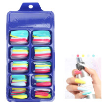 Pure Color Full Cover Nail Tips 100pcs, ABS, Multi-Size Fake False Nails