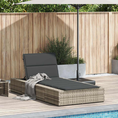 VidaXL vidaXL Sonnenliege mit schwebender Auflage Hellgrau Poly Rattan 1