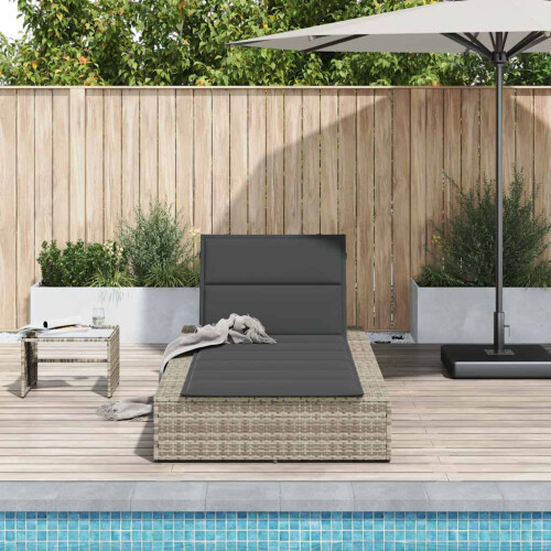 VidaXL vidaXL Sonnenliege mit schwebender Auflage Hellgrau Poly Rattan 2