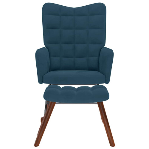 VidaXL vidaXL Schaukelstuhl mit Hocker Blauer Samt 2