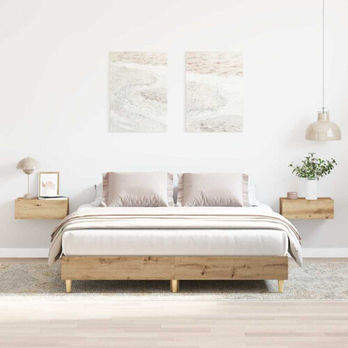 VidaXL vidaXL Bed Frame | Artisan Oak | Engineered Wood, Solid Eucalyptus Wood | Double 1