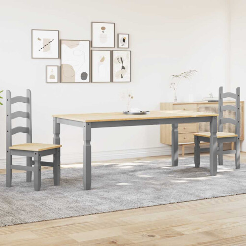 VidaXL vidaXL 3 Piece Dining Set PANAMA Grey Solid Wood Pine 1