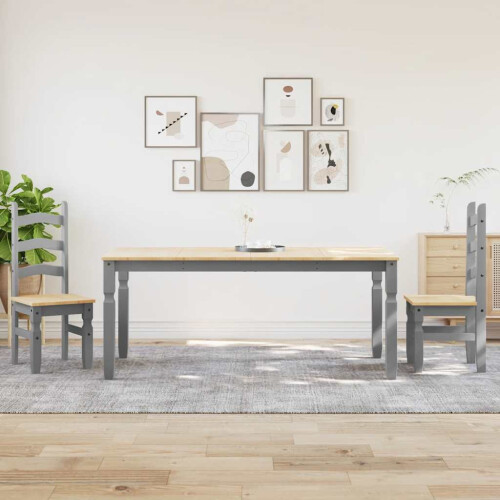 VidaXL vidaXL 3 Piece Dining Set PANAMA Grey Solid Wood Pine 2
