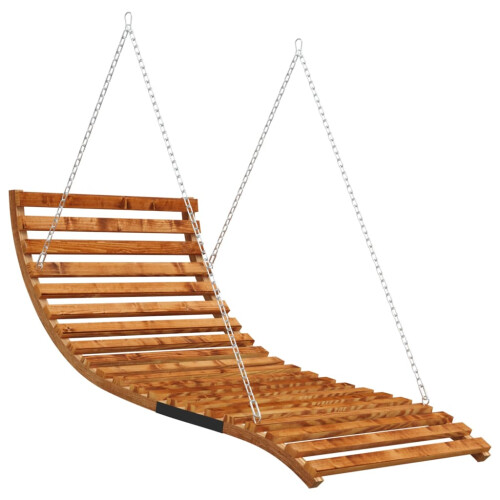 VidaXL vidaXL Swing Bed with Canopy Solid Wood Spruce with Teak Finish 2