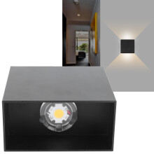 7W Square LED Wall Light for Indoor, 700lm, Black, 10x10cm