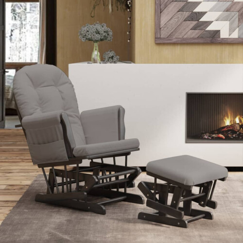 VidaXL vidaXL Schaukelsessel mit Hocker Gleitend Hellgrau Stoff 1