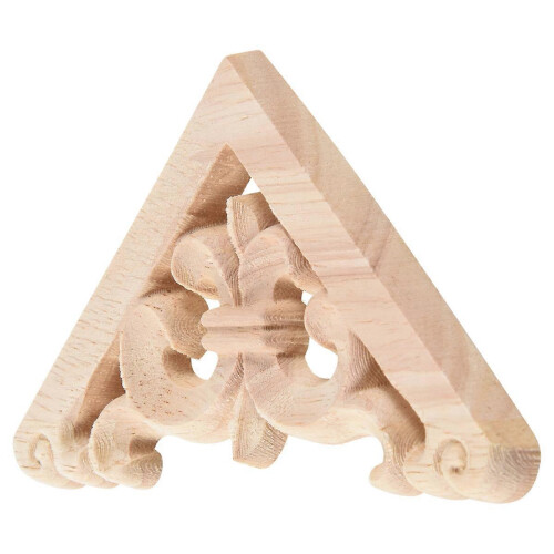 Applique décorative d'angle en bois sculpté 8 x 8 cm, non peinte. 1
