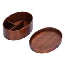 Wooden Oval Bento Box – Portable Food Storage, 17.5x13cm