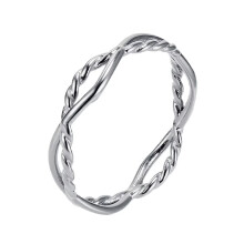 Women's Stainless Steel Minimalist Double Strand Braided Twist Ring Silver Size 8