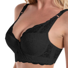 Womens Lace Bra Thin Cup Large Size Adjustable Comfort Support Underwear Womens Bras, Black, Size 36