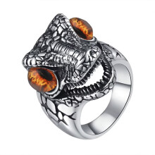 Men's and Women's Stainless Steel Personality Trends Reptile Texture Four Colours Crocodile Ring Brown Silver Size 9