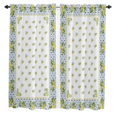 Tile Texture Flower Clock Coffee Cup Curtains Home Decor Living Room Kitchen Balcony Room Window Curtain Bedroom Decoration