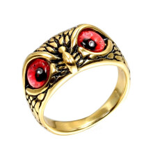 Men's Women's Vintage Animal Owl Head Gothic Biker Gemstone Ring Gold Red Size 12