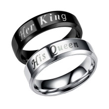 Women's Stainless Steel High Polished Her King & His Queen Promise Ring Silver Size 12